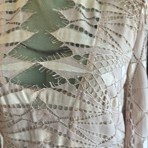 Free People Deco Lace Mini Dress Ivory Combo Bell Sleeve Cut Out Retro Gatsby 4 - Picture 2 of 4